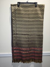 Beautiful Large Black and Gold Floral Fringe Shawl Pashmina style