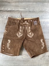 Oktoberfest Traditional German Lederhosen Shorts Embroidered Size 38 Light Brown
