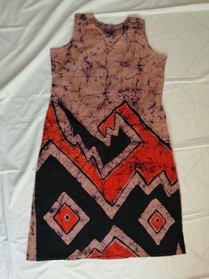 Damen Sommerkleid G 38  100% Baumwolle Handgefertigter Batik einzigartig.AN01