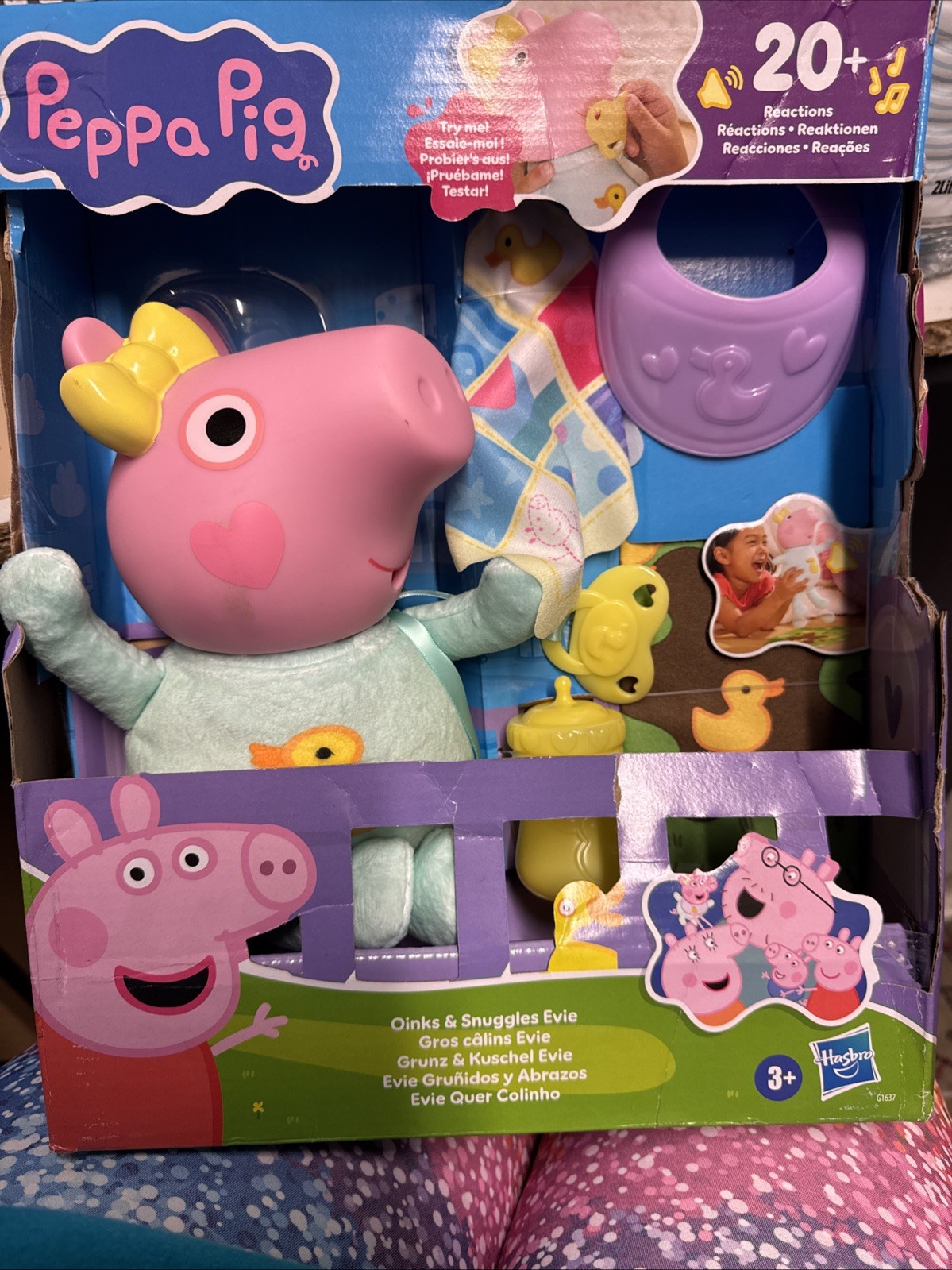 Peppa Pig Interactive Oinks & Snuggles Baby Evie Doll Brand New Damaged Box
