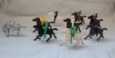 Vintage LIDO USA Hard Plastic Cowboy Indian Horse Black White Brown Lot of 17 Pc