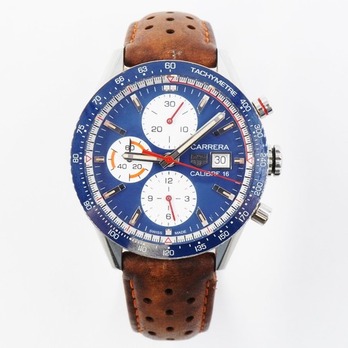 TAG Heuer Carrera Calibre 16 Automatic 41mm Watch With Leather Strap CV201AR