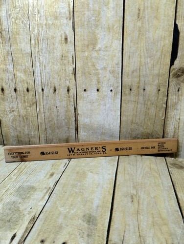 Righello Pubblicitario Vintage Legno Wagner's Cancelleria York Pa 12" - Foto 7 di 10
