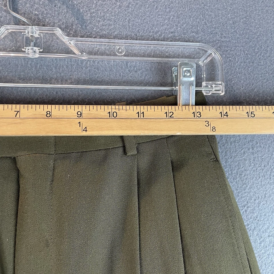 Pantalones de Colección Barry Bricken 100% Lana Talla 8 Verde Pierna Ancha Pliegues Tiro Alto Años 80 Usados en Excelente Condición Foto 3 de 4