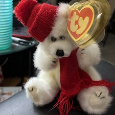 TY Attic Treasures Peppermint the Christmas Bear Plush 1993 Red Hat Scarf Polar