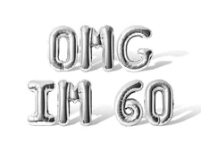 OMG IM 60 Letter Balloon Banner - DIY 60th Birthday Party Supply Decorations