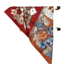 35"x35"Flower Print Pure Mulberry Twill Silk16momme Double-sided Scarf88x88cm617