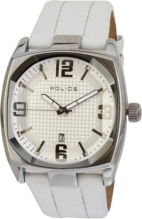 Police Titan Orologio Uomo Analogico PL.15659JSB-14 - Cassa In Acciaio Nero, Quadrante Beige, Cinturino In Pelle Di Vitello, 50m Water Resistant