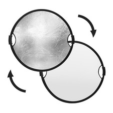 Glow Circular Collapsible Reflector with Handles 32", Silver/White 