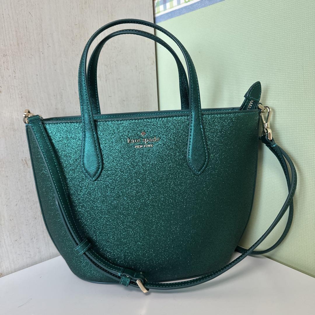 kate spade グリマーグリッターミックスドマテリアルサッチェル グリーン Kate Spade Glimmer Glitter Mixed Material Satchel Green | eBay
