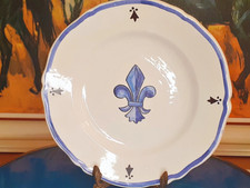 Rare Vintage HB QUIMPER Fleur de Lis Lily Flower Plate A Breton French Faience