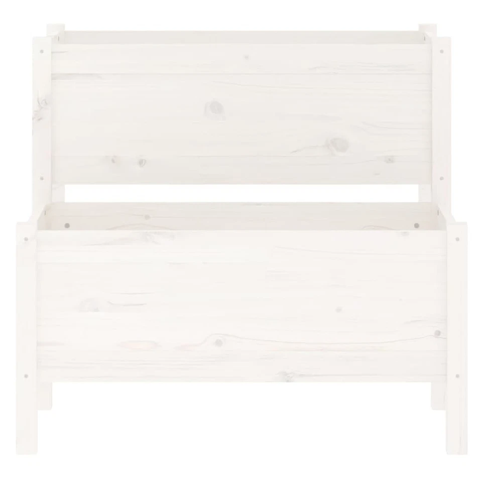 Planter White Solid Pine Wood 84.5x84x75 cm 2-Tier Raised Garden Box for patios - Image 4 of 4