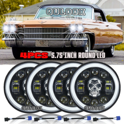4pcs 5 3/4'' 5.75 inch LED Hi/Lo Headlights For Cadillac Eldorado 1958-1973 1974