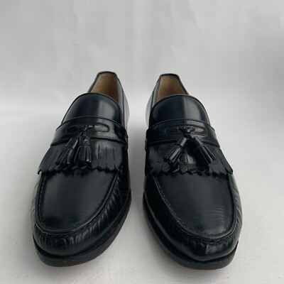 【REGAL】tassel Loafer real leather BLACK Regal Executive Club Loafers Black Leather Apron Round Kiltie