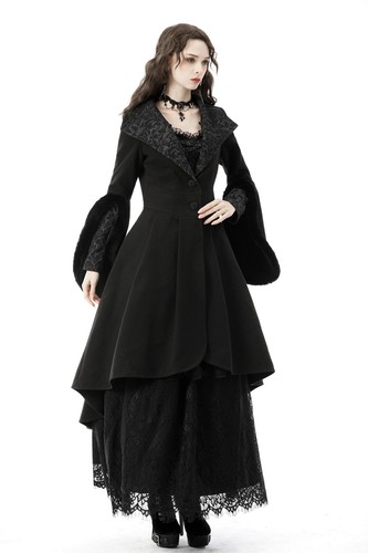 DARK IN LOVE Donna Gotico Cocktail Lungo Cappuccio Cappotto Inverno Collaro Staccabale - Foto 12 di 22