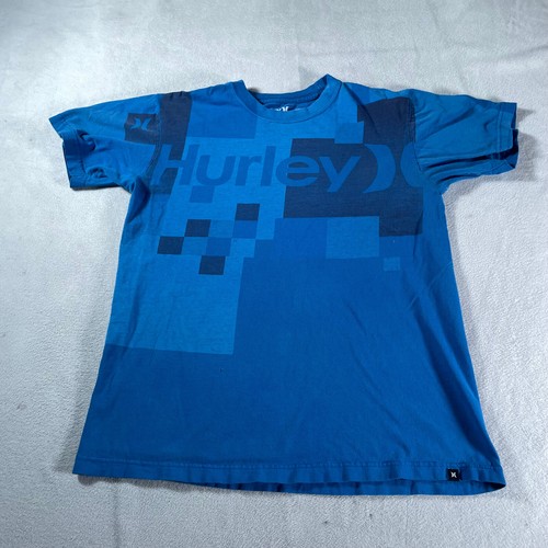 Hurley Shirt Mens Medium Blue Lightweight Retro Graphic Pullover Tee Skater Top