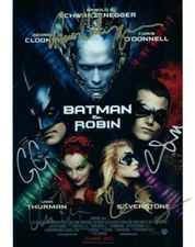 Uma Thurman Clooney Schwarzenegger + 2 signed 8x10 Photo autographed NICE + COA