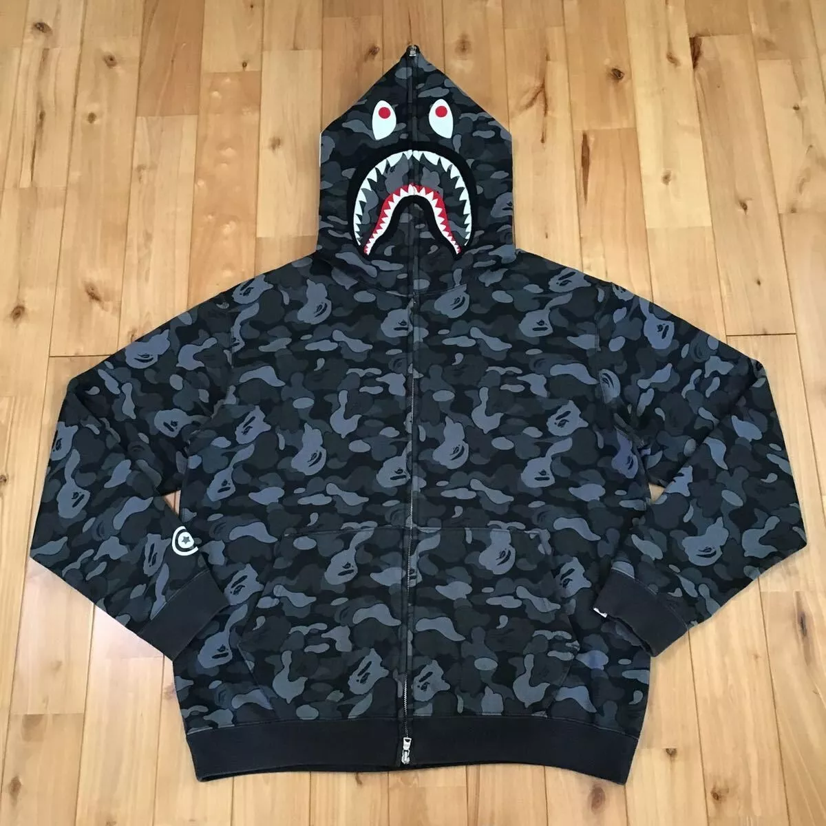 BAPE 2008 Aoyama city camo Shark full zip Hoodie A Bathing Ape Size L