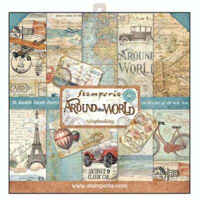 STAMPERIA-1 SET Scrapbooking Papier-doppelseitig-30,5 cm-Round the World-SBBL28