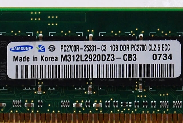 SUN 371-1117-01 1GB DDR PC2700 DIMM M312L2920DZ3-CB3 - Image 2 of 2