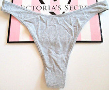 VICTORIA'S SECRET Cotton High Leg Thong Panty VS Heather Gray S L XL NWT