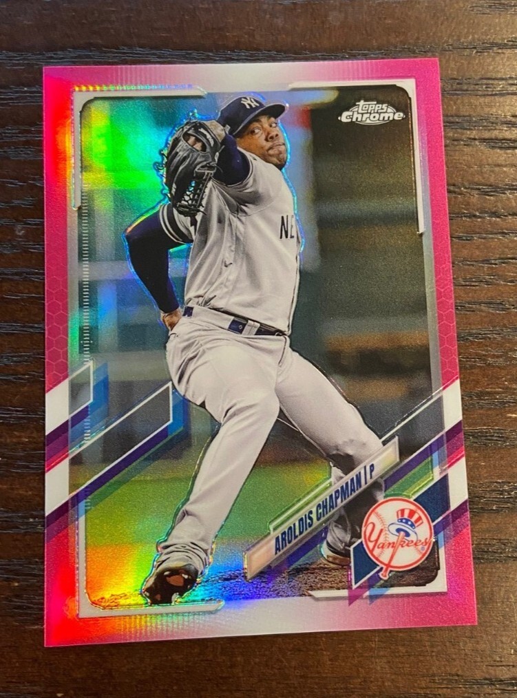 Aroldis Chapman 2021 Topps Chrome Pink Refractor /399 No. 96 Yankees