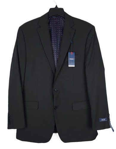 Izod Men's Classic-Fit Stretch 2-Piece Suit Textured Black Solid 44L 38x33 NWT - Picture 2 of 13