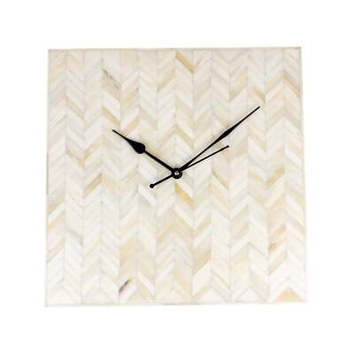 Bone Inlay Wall Clock | Chevron Design White and Grey Clock | Wall Decor Clock