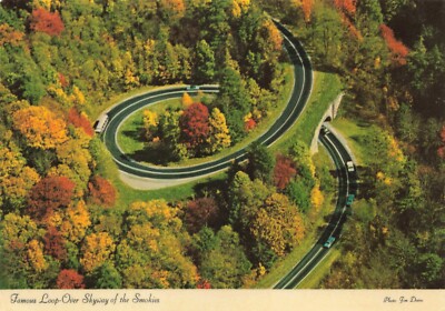 Postcard TN Gatlinburg U.S. 441 Loop-Over Skyway of the Smokies Mountains Cars