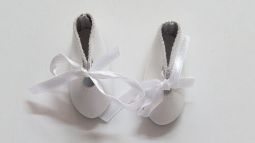 Schuhe Lang 62 Breit 22 Kunst- Leder Weiß für Puppen Antike - Bild 1 von 1