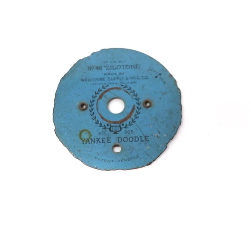 1930'S Wolverine 48 Zilotone YANKEE DOODLE Disc No. 205 Antique/Vtg Music USA