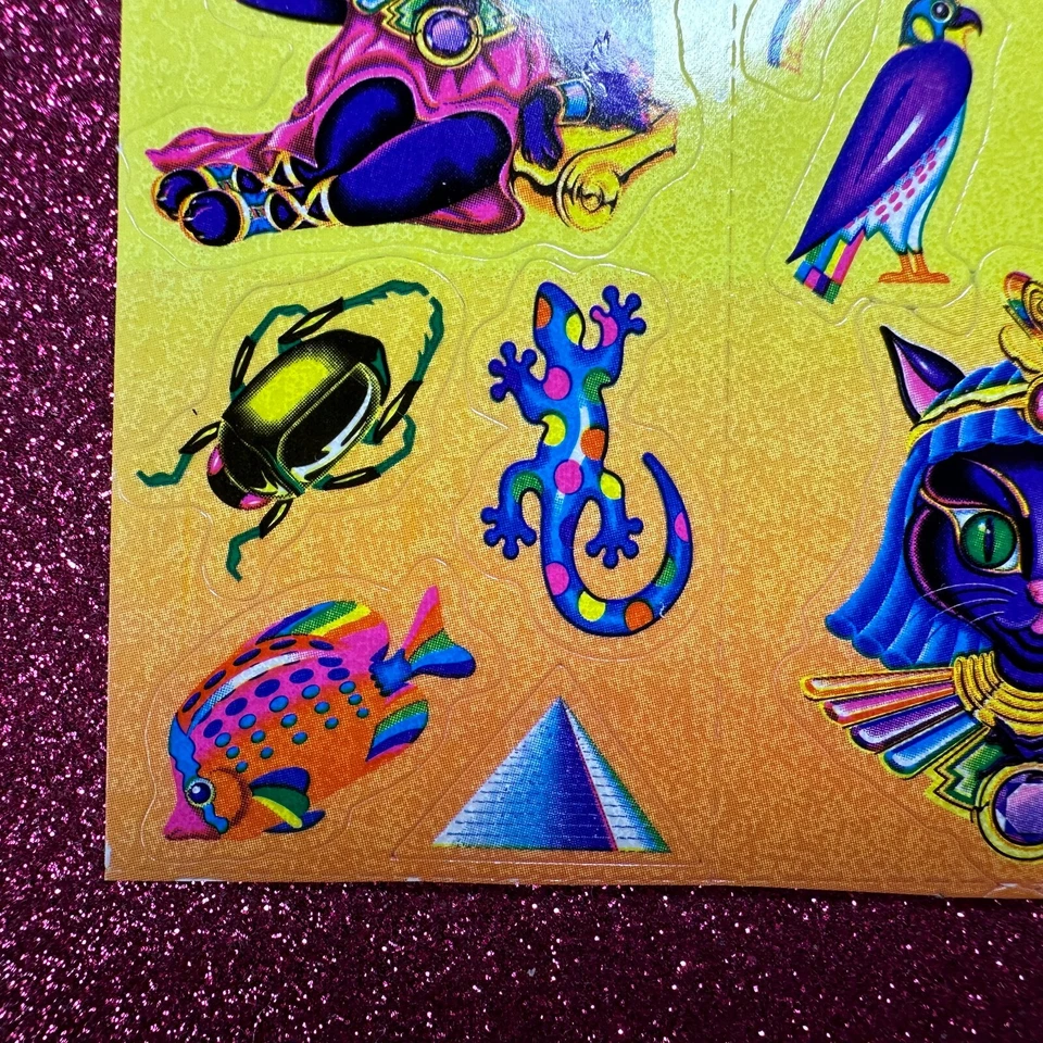 Pegatina Lisa Frank Cleocatra Cleopatra Gatito Gato Pirámide Joyas Escarabajo Egipcio Foto 3 de 4