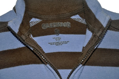 GREENDOG Boys Blue Brown Striped Long Sleeve Half Zip Sweater Size 6 - Picture 4 of 5