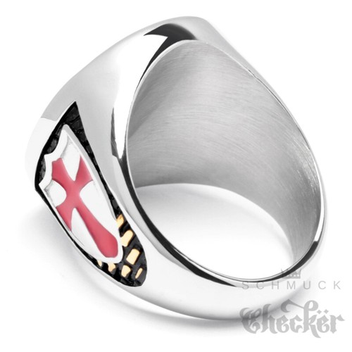 Templer Ring Kreuzritter Siegelring Rotes Tatzenkreuz Kreuz Edelstahl Hochwertig - Bild 6 von 36