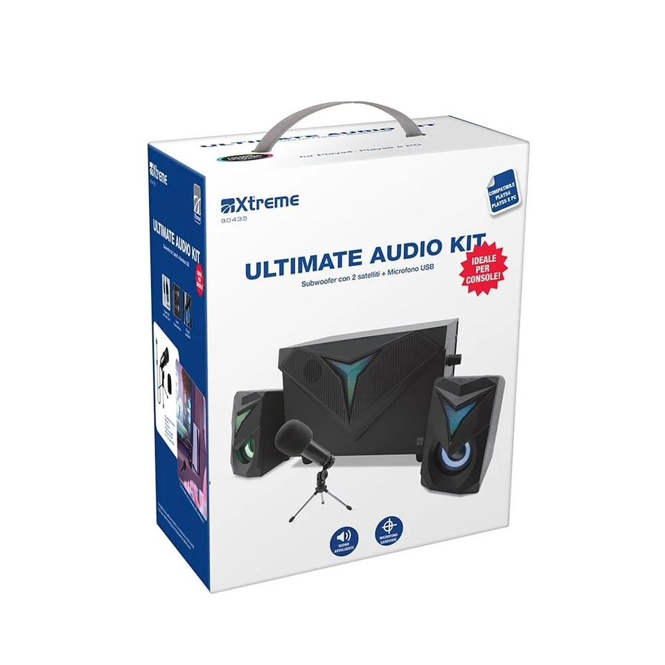 Kit Casse 2.1 con Subwoofer USB + Microfono con Support Speakers LED 90435 - Immagine 2 di 4