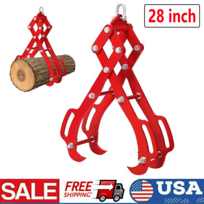 28in 4-Claw Log Lifting Tongs Timber Lifting Tongs Red for Truck ATV Tractor