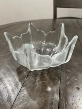 Vtg Clear Viking Glass Bowl Stockholm Lotus 6.25" 5-Petal Design MCM
