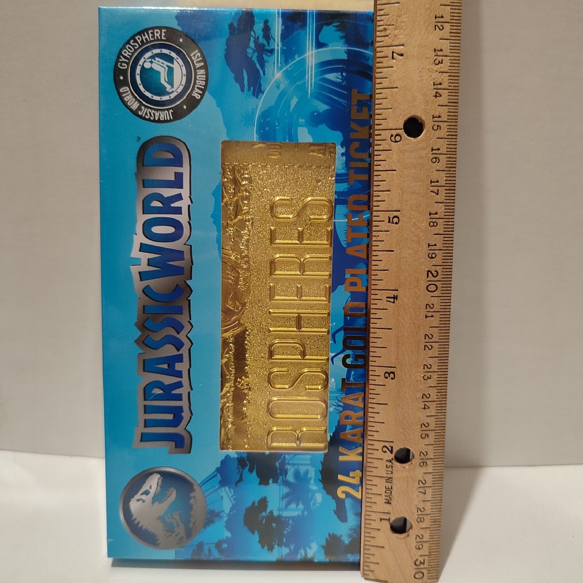 Jurassic World Gyrosphere Ticket Replica Official 24k Gold Plated