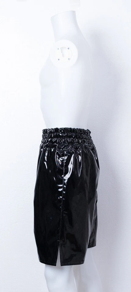 Baúles de boxeo PVC brillantes (con forro de PVC) negro/negro (talla 3 para hombre) esmalte amante Foto 4 de 4