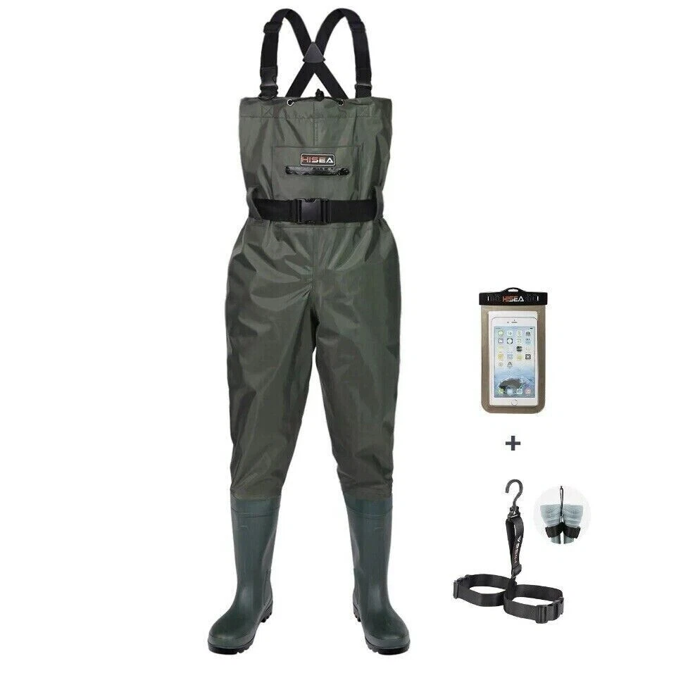 HISEA Green PVC Fishing Waders Men's (US Size M07/W09)
