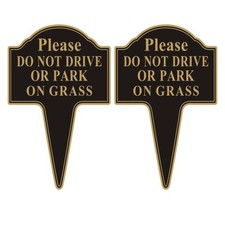 Do not Drive or Park on Grass Sign 2-Pack 10  x14  Stay Off Grass Sign with In...