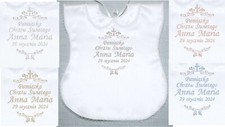 personalised baby christening/baptism robe/bib. szatka do chrztu