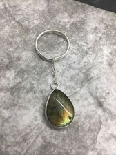 2.5 Labradorite Stone Pendant Gemstone Keychain Handmade Silver Plated New 5606