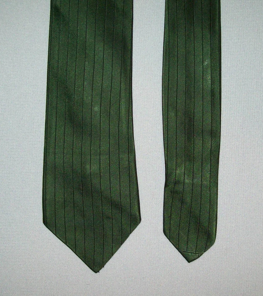 Antigua corbata vintage años 50 60 excelente retro verde rayón patrón acanalado vertical Foto 2 de 4