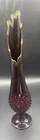 Vintage Fenton Ruby Red Amberina Hobnail 16” Swung Glass Vase Yellow Tip Glows