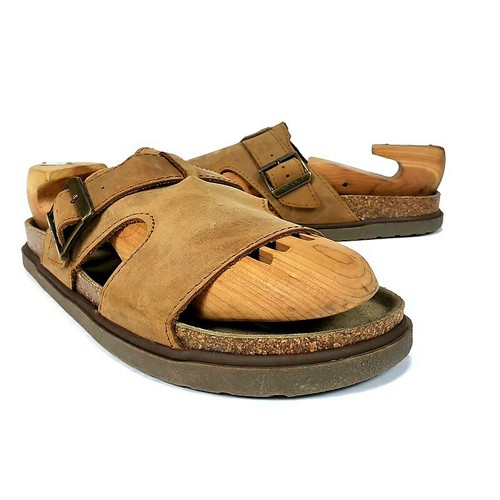 Bass Men’s Sandals Shoes Slides Brown Genuine Leather Size 12M