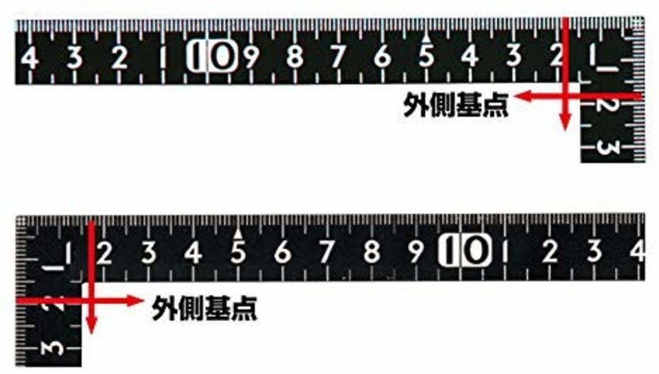 SHINWA Square Ruler 150X300mm White Scale on Black 12435 F/S w/Tracking