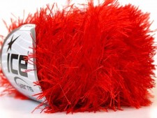 Bright Red Eyelash Yarn 22761 Ice Fire Engine Red Fun Fur 50gram