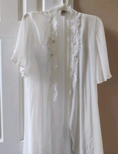 Vintage Jonquil by Diane Samandi Romantic Lace Embroidered Robe Kimono M