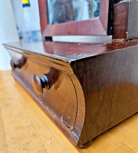 Antique Mahogany Dresser Shaving Mirror with Drawer - Picture 3 of 12